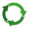 green circular recycling symbol shape with arrows