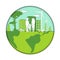 Green City Development, Renewable Energy Concept. Family Lives In Modern Green City. Green Energy Sources Include Wind