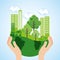 Green city ecology cartoon