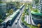 green city of the futurres, with mass transit and zero emissions vehicles, and active transportation