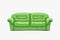 green classic couch front view on white