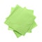 Green clean paper tissues on white background, top view