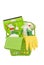 Green Cleaning Supplies with Rubber Gloves