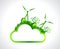 Green cloud hanging banner illustration design