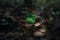 Green clover on forest floor. AI generated photo.