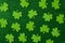 Green Clovers or Shamrocks on Green Background