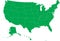 GREEN CMYK color map of USA with federal states borders