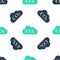 Green CO2 emissions in cloud icon isolated seamless pattern on white background. Carbon dioxide formula symbol, smog