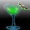Green cocktail in coupe glass with slice of lime