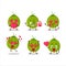 Green coconut cartoon character with love cute emoticon