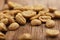 Green Coffee Beans on Wooden Background.