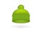 Green cold hat trendy season warm wool cap fashion winter accessory wear head vector illustration