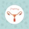 Green color background pattern pregnancy icons with fetus human embryo growth in placenta in female reproductive organ