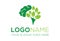 Green Color Brain Leaf Eco Nature Logo Design