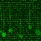 Green color code streams glowing on screen. Vector matrix style