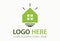 Green Color Eco Nature Bulb Think House Logo Design