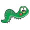 green color harmful caterpillar character, cartoon illustration, isolated object on white background, vector illustration