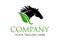 Green Color Leaf and Black Horse Logo Design