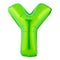 Green color letter Y made of inflatable balloon