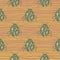 Green colored bugs elements seamless pattern. Doodle exotic shapes on orange stripped background. Scarab beetle backdrop