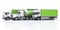 Green Colored Commercial Vehicles on White Background