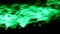 Green colored fire flames from the firewood isolated on the black background