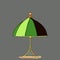 a green-colored lamp on a solid grey background.