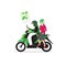 Green colored Motorcycle transportation in indonesia, its called ojek online