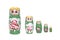 Green colored nesting dolls on a white background. Russian national souvenir.