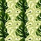 Green colored seamless pattern with decorative monstera silhouettes print. Vintage leaves tropic print