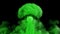 Green colored smoke swirling powder cloud for transitions and overlay