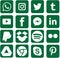 Green colored Social Media Icons For Christmas