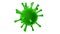 Green colored spherical virus with big legs on white background