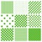 Green colour 9 different patterns set, vector illustration