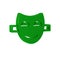 Green Comedy theatrical mask icon isolated on transparent background.