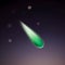 A green comet flying in the sky