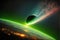 Green comet in space