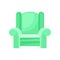Green comfortable armchair, living room furniture, interior design element vector Illustration on a white background