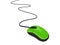 Green computer mouse with cable