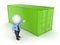 Green container and 3d person.