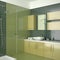 Green contemporary bathroom with yellow furniture