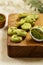 Green cookies with matcha tea