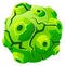 Green cracked rock sphere. Fantasy cartoon planet