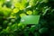 Green credit card on a background of green leaves. Green Friday, sustainable consumption, sustainability, ecology, zero waste and