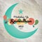 Green crescent moon Eid Mubarak Blessed Eid card