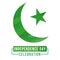 Green crescent and star Pakistan independence day card