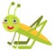 Green cricket character with funny smiling face expression