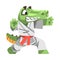 Green Crocodile in Kimono Doing Karate or Combat Sport Vector Illustration