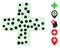 Green Cross Polygonal Mesh Pictogram with Pathogen Centers