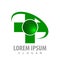 Green cross world logo concept design. Symbol graphic template element vector